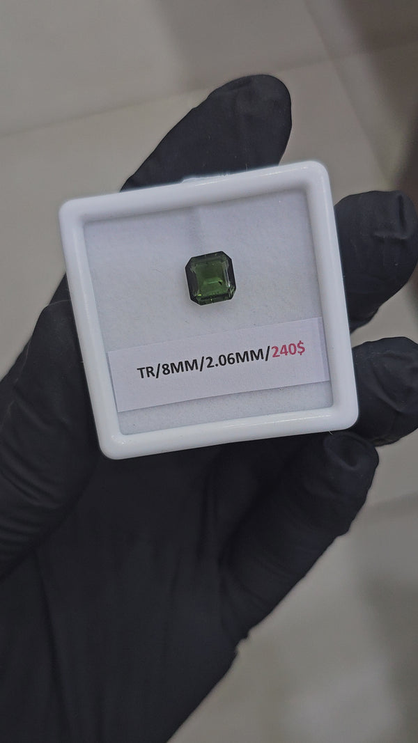 1 Pcs Natural Tourmaline Faceted | Shape: Square | Size: 8mm