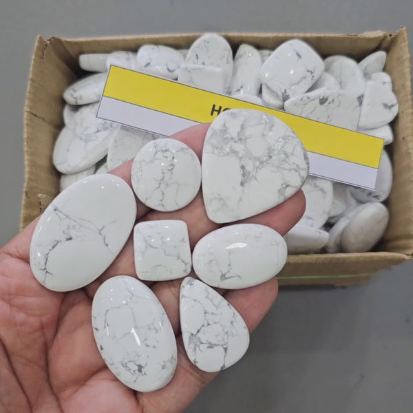 500 Grams / 1Kg of Natural White Howlite Cabochons | 25ā53mm | 40ā50 Pcs