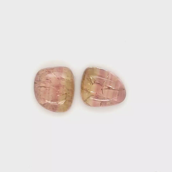 2 Pics Of Natural Watermelon Tourmaline Slice | Size:10x9mm | With Certificate