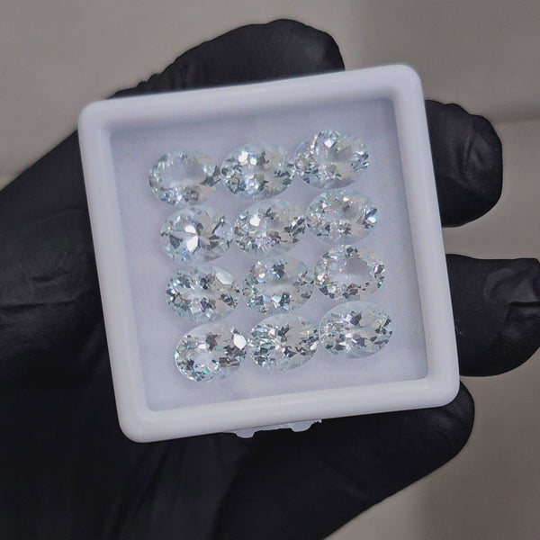 12 Pcs Natural Aquamarine Faceted unheated | Shape: Oval| Size: 9x7mm