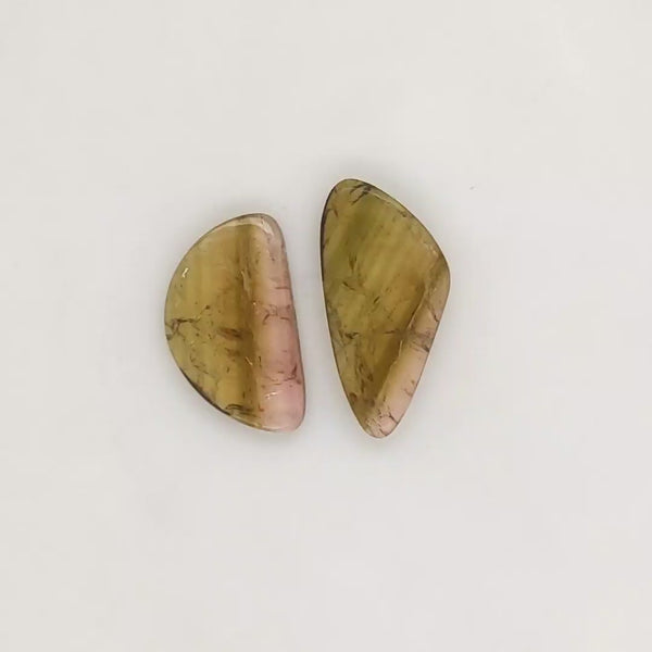 2 Pics Natural Watermelon Tourmaline Slice | Size:18-21mm | With Certificate