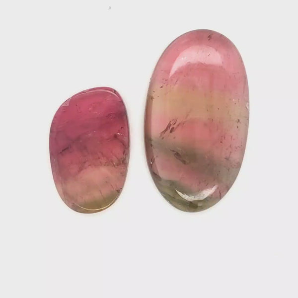 2 Pics Of Natural Watermelon Tourmaline Slice Mix Shape | Size:23-34mm | With Certificate