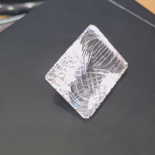 Natural 1 piece hand carved White topaz  : Rectangle Shape | Size:34x27mm
