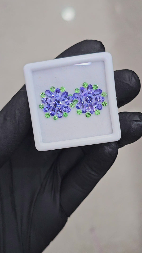 38 Pcs Natural Tsavorite & Tanzanite AAA+ Faceted | Shape: Mix l | Size: 5-3mm