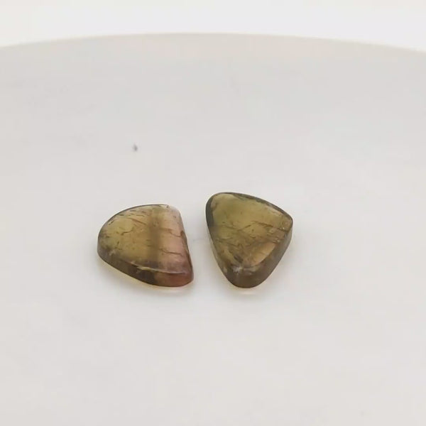 2 Pics Natural Watermelon Tourmaline Slice | Size:18-21mm | With Certificate