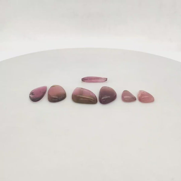 7 Pics Of Natural Watermelon Tourmaline Slice | Size:10-18mm | With Certificate