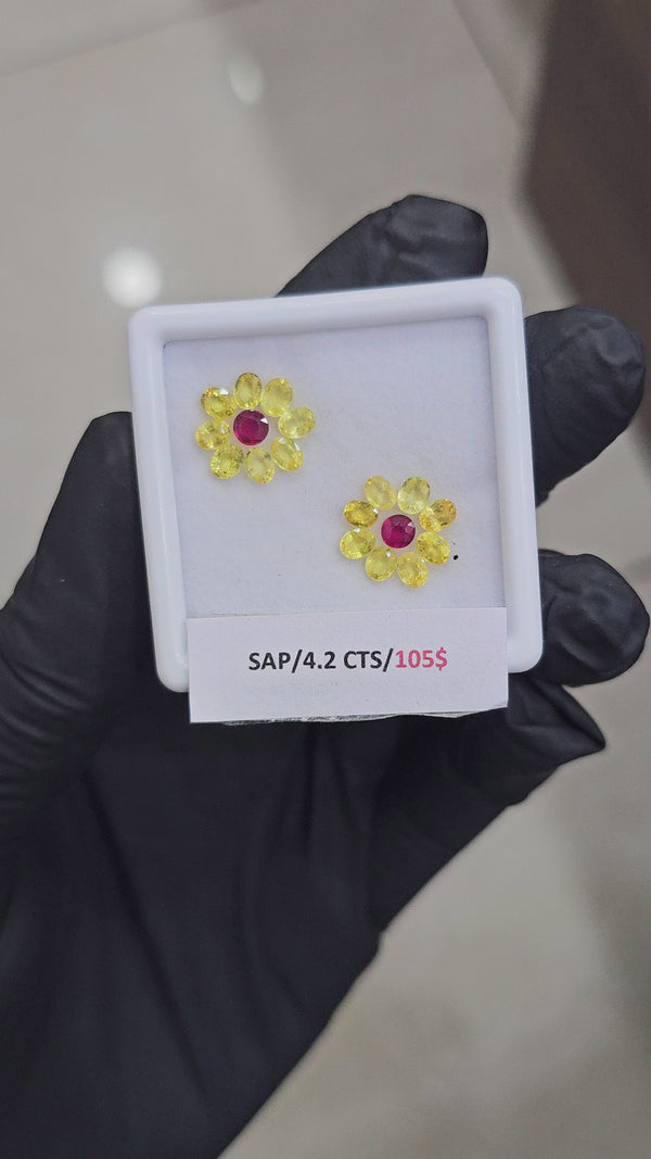 18 Pcs Of Natural Sapphire & Ruby Faceted | Shape: Oval & Round | Size: 5x4mm