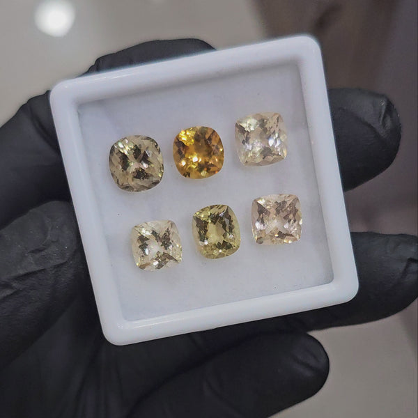 6 Pcs of Natural Mix Beryls; Morganite, Heliodor & Green Beryl | Square & Rectangle | Size:8mm