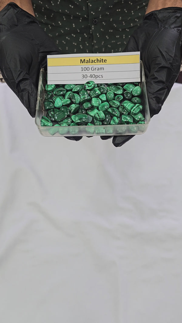 100 Grams Natural Malachite Cabochons | 12–25mm | 30–40 Pcs | Rich Green Gemstones