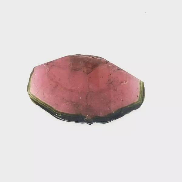 1 Pics Of Natural Watermelon Tourmaline Slice | Size:37X22mm | With Certificate