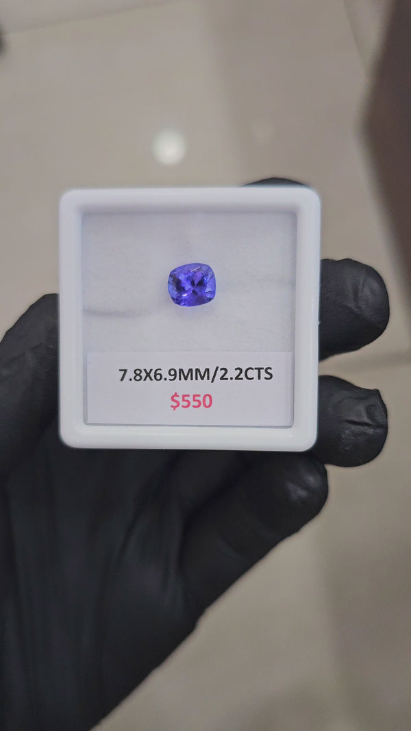 2.2Cts Certified Natural Tanzanite AAA+ Top Quality | Shape: Rectangle| Size: 7.8x6.9mm