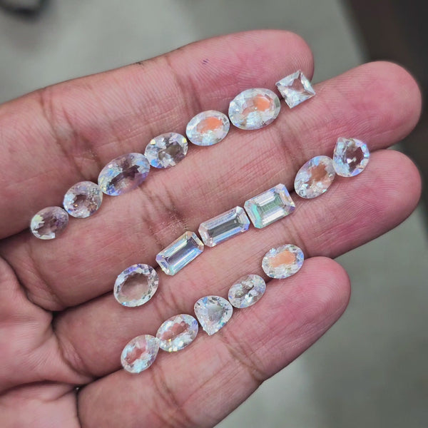 10 Carats  of Madagascar Moonstones Faceted | approx 10-12 Pcs
