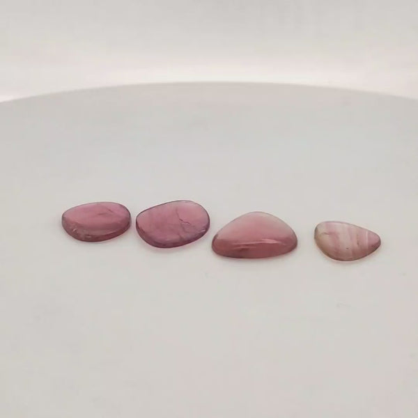 4 Pics Of Natural Watermelon Tourmaline Slice | Size:32-34mm | With Certificate