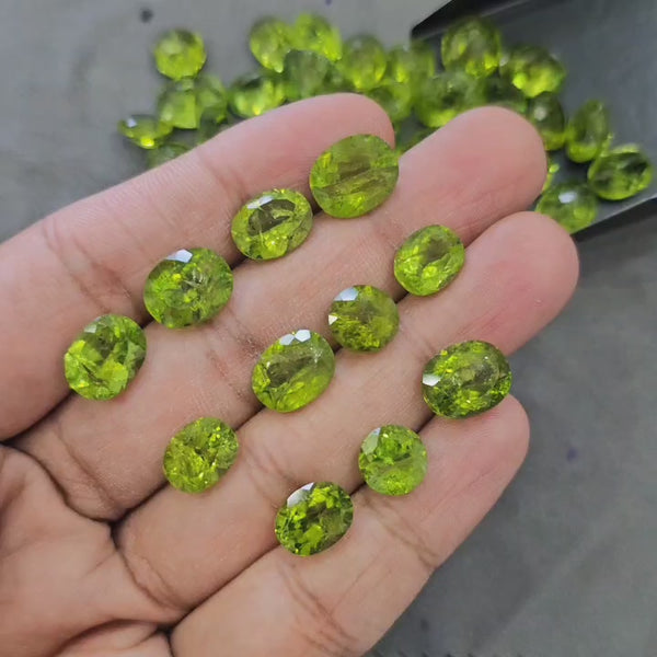 5Pcs of Natural Peridot Faceted | Oval & Round | Size: 9-12mm