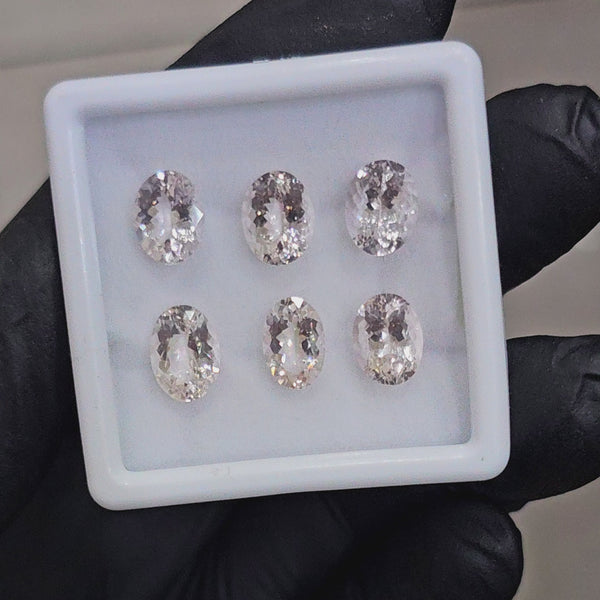 6 Pcs of Natural unheated  Morganite | Oval | Size: 9x7mm