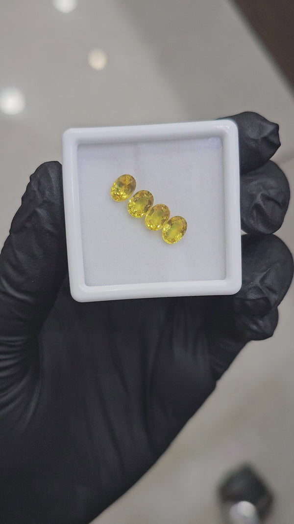 4 Pcs Natural Yellow Sapphire Faceted | Shape: Oval| Size: 7x5mm