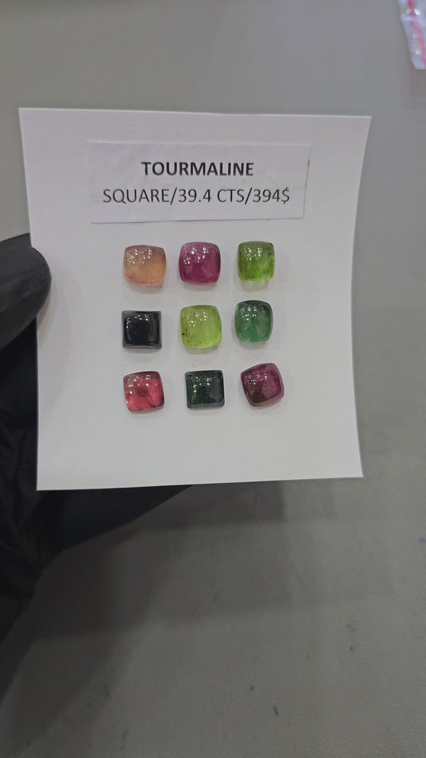 1 Card Of Natural Multi Tourmaline Cabochon  | Size 10-8mm