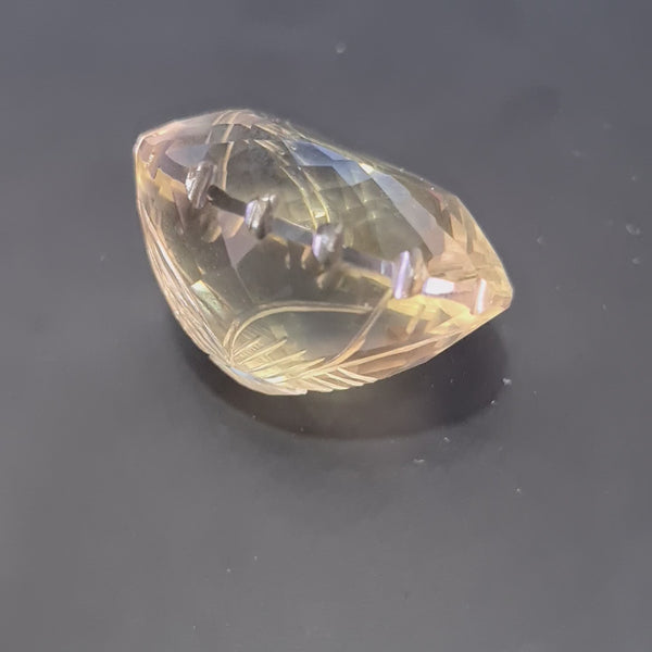 Natural 1 piece hand carved Yellow Quartz  : Oval Shape | Size:30x24mm