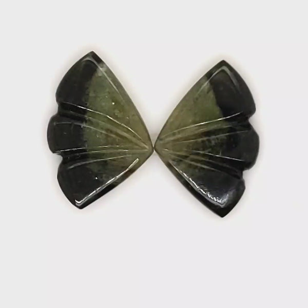 Natural Watermelon Tourmaline Butterfly Carved Pair | Size:14x9mm