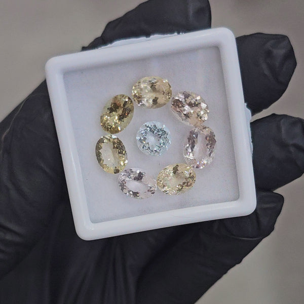 8 Pcs of Natural Mix Beryls; Morganite, Heliodor & Green Beryl | Shap: Mix | Size:8-9mm