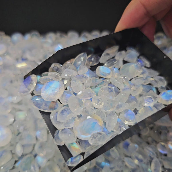 100 Carats of Faceted Rainbow Moonstone | 35-40 Pcs scoop | 6-15mm