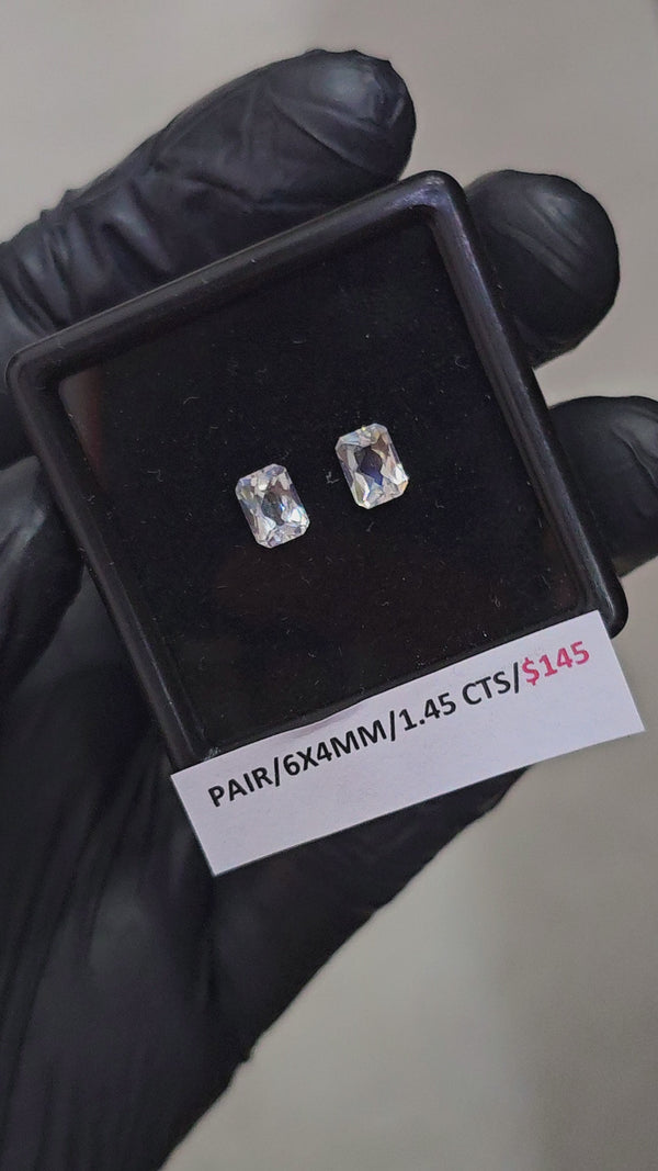 2 Pcs Natural Madagascar Moonstones Faceted | Shape: Emerald Cut| Size: 6x4mm | Top quality