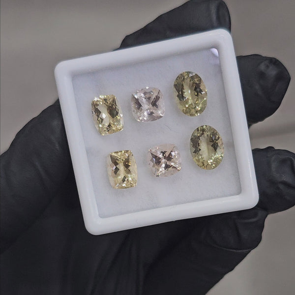 6 Pcs of Natural Mix Beryls; Morganite, Heliodor & Green Beryl | Shap: Mix | Size:8-10mm