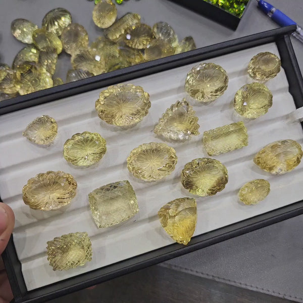 1 Pc Natural Citrine / Lemon Quartz Mughal Carving | 22–35mm | Random Pick