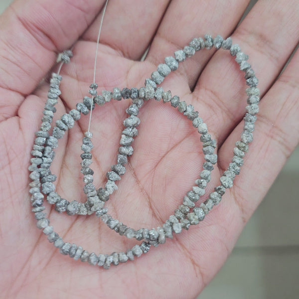 White Diamond Uncut Beads | 3-6mm 14 Inches | with Certificate