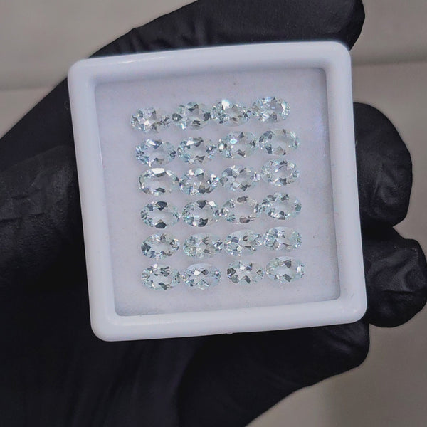 24 Pcs Natural Aquamarine Faceted unheated | Shape: Oval| Size: 6x4mm