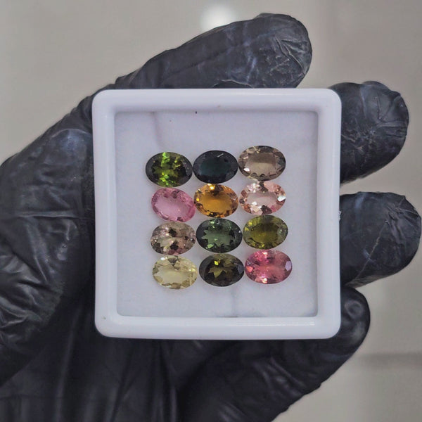 12 Pcs of Natural Tourmaline Faceted  | Oval | Size: 8x6mm