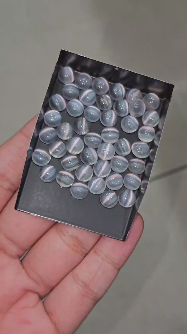 6 Pcs of Moonstones Cat eye | Natural Cabochons Round Shape 8mm