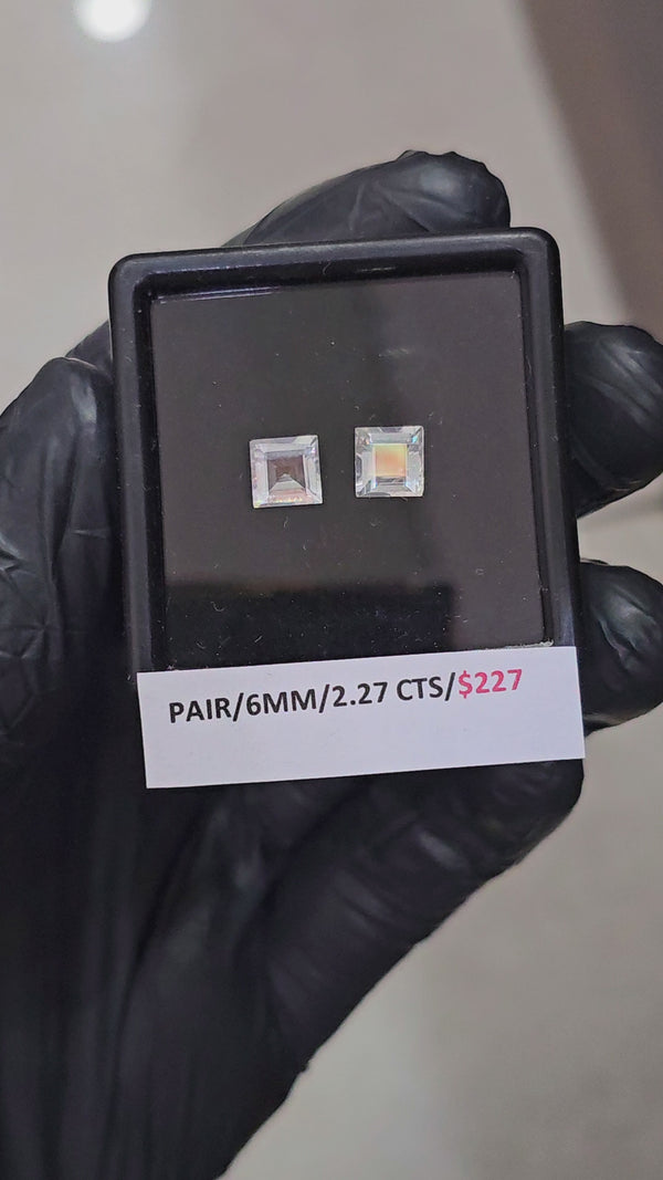 2 Pcs Natural Madagascar Moonstones Faceted | Shape: Princess Cut | Size: 6mm| Top quality