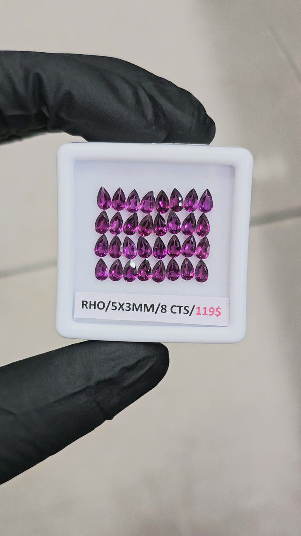 32 Pcs Of Natural Rhodolite Garnet Faceted | Shape: Pear | Size: 5x3mm