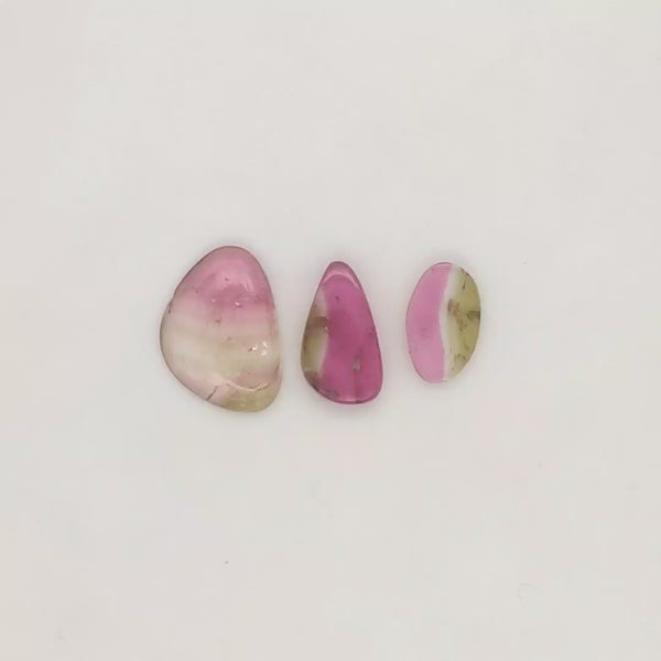 3 Pics Of Natural Watermelon Tourmaline Slice | Size:10-14mm | With Certificate