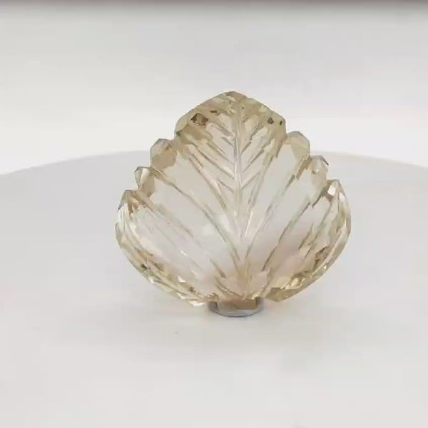 1 Pieces Natural Citrine Carved Leaf Shape | Size:37x34mm