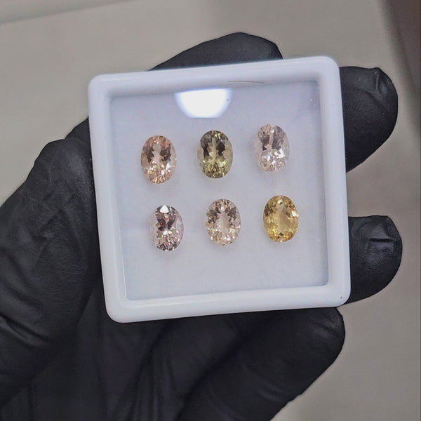6 Pcs of Natural Mix Beryls; Morganite,Heliodor & Green Beryls | Oval | 8x6mm