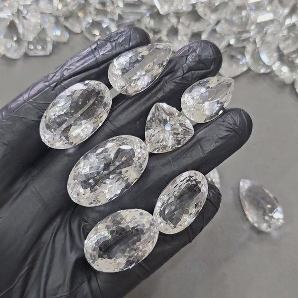1000 Carats Natural Clear Quartz Faceted | 15–30mm |  25–30 Pcs |Flawless