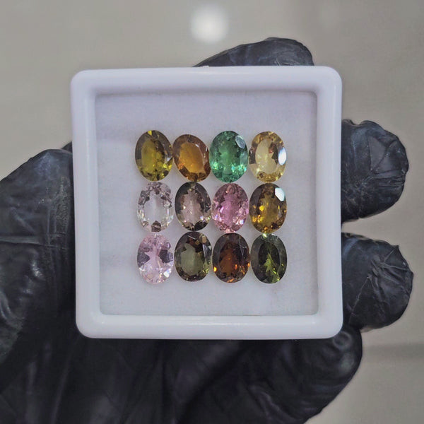 12 Pcs of Natural Tourmaline Faceted  | Oval | Size: 8x6mm
