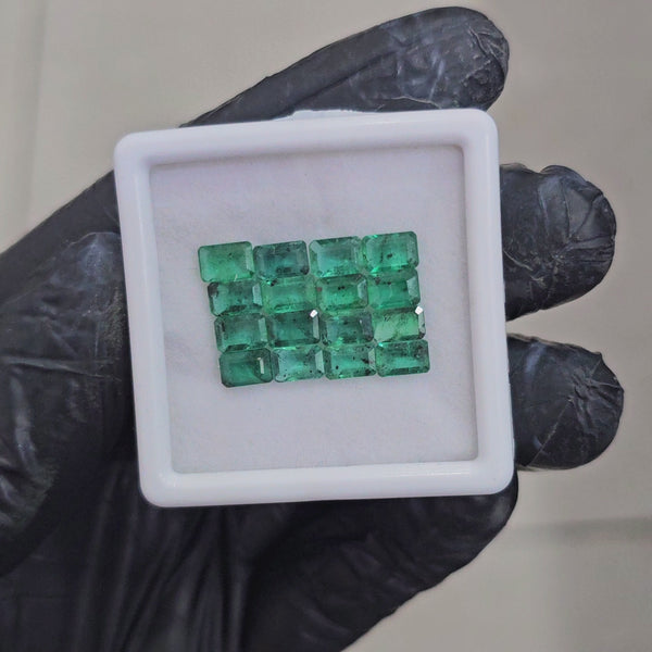 16 Pcs of Natural Emerald Faceted  | Rectangle | Size: 5-6mm