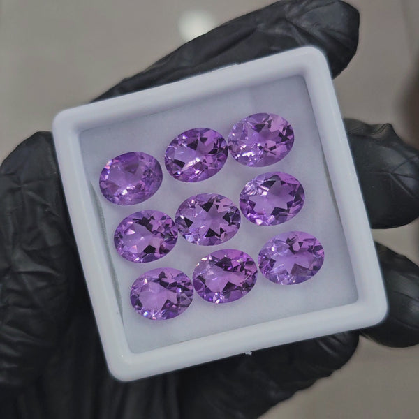 9Pcs of Natural Amethyst Faceted | Oval | Size: 10x8mm