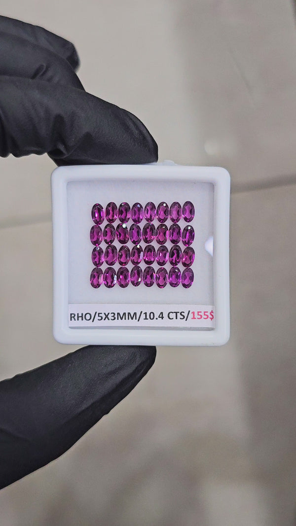 32 Pcs Of Natural Rhodolite Garnet Faceted | Shape: Oval | Size: 5x3mm