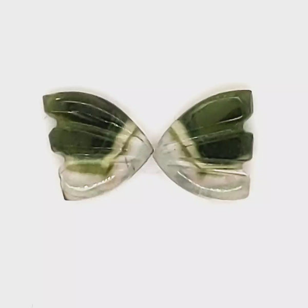 Natural Watermelon Tourmaline Butterfly Carved Pair | Size:7x6mm