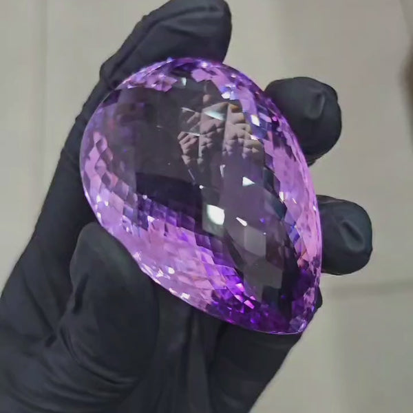 323.5 Cts | Natural Big Size Jumbos Lavender Amethyst Checker Cut | Pear Shape | 57x40mm