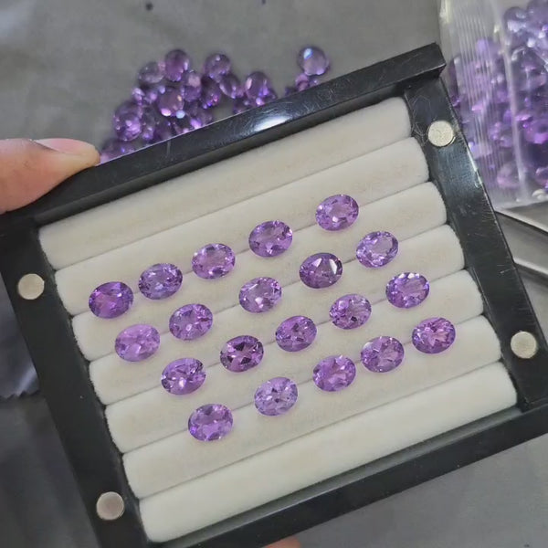 15 Pcs of Natural Amethyst Faceted | Oval | Size: 10x8mm