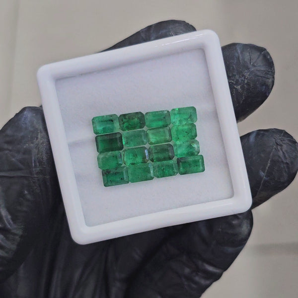16 Pcs of Natural Emerald Faceted  | Rectangle | Size: 5-6mm