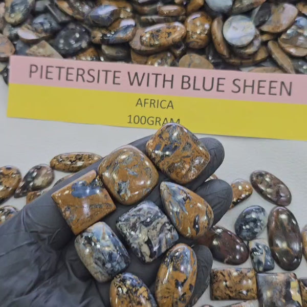 100 Grams Natural Pietersite with Blue Sheen Gemstones | 15–40mm | 20–25 Pcs | Mixed Shapes