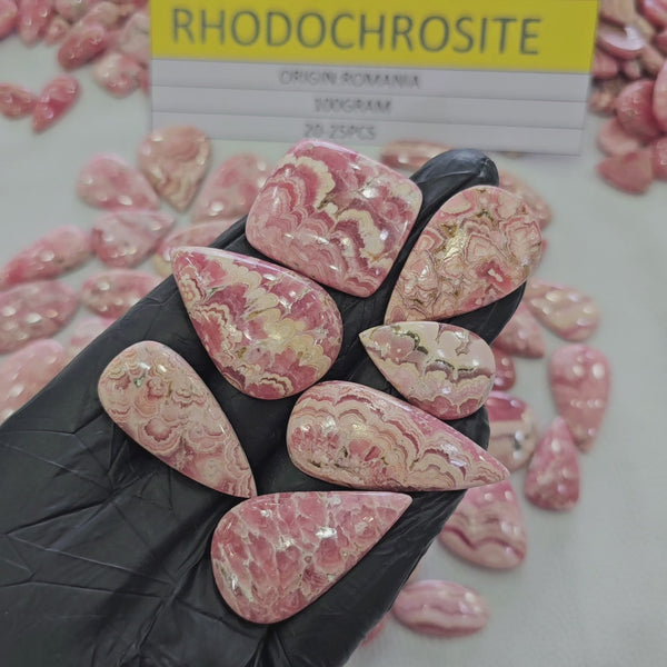 100 Grams Natural Rhodochrosite Gemstones | 15–45mm | 15–20 Pcs | Top Quality