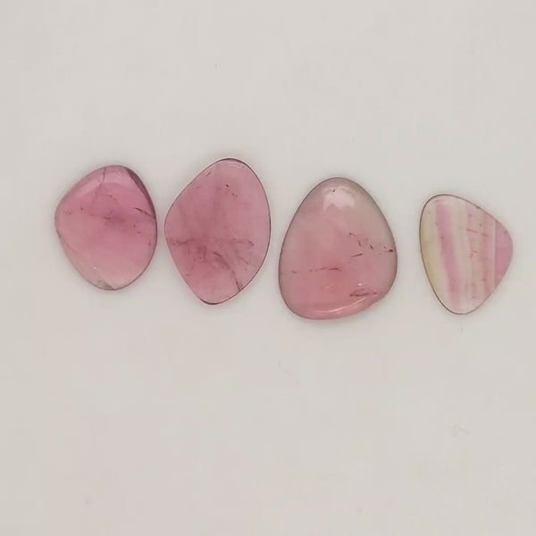 4 Pics Of Natural Watermelon Tourmaline Slice | Size:32-34mm | With Certificate