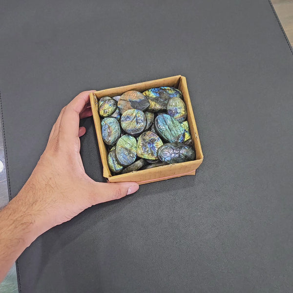 500 Grams of Carved Labradorite Cabochons | 35-45 pieced